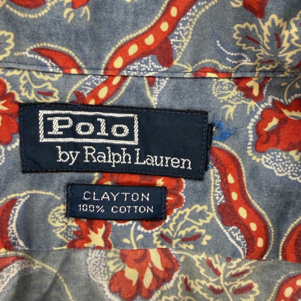 Vintage Polo Ralph Lauren Clayton Mens Blue Red Floral Paisley Cotton Camp 2XL - Picture 3 of 14